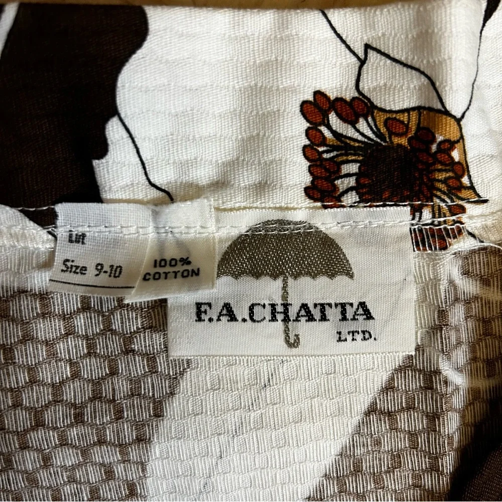 Vintage 70s F.A.Chatta Brown Floral Maxi Skirt 26 Waist - Picture 12 of 14